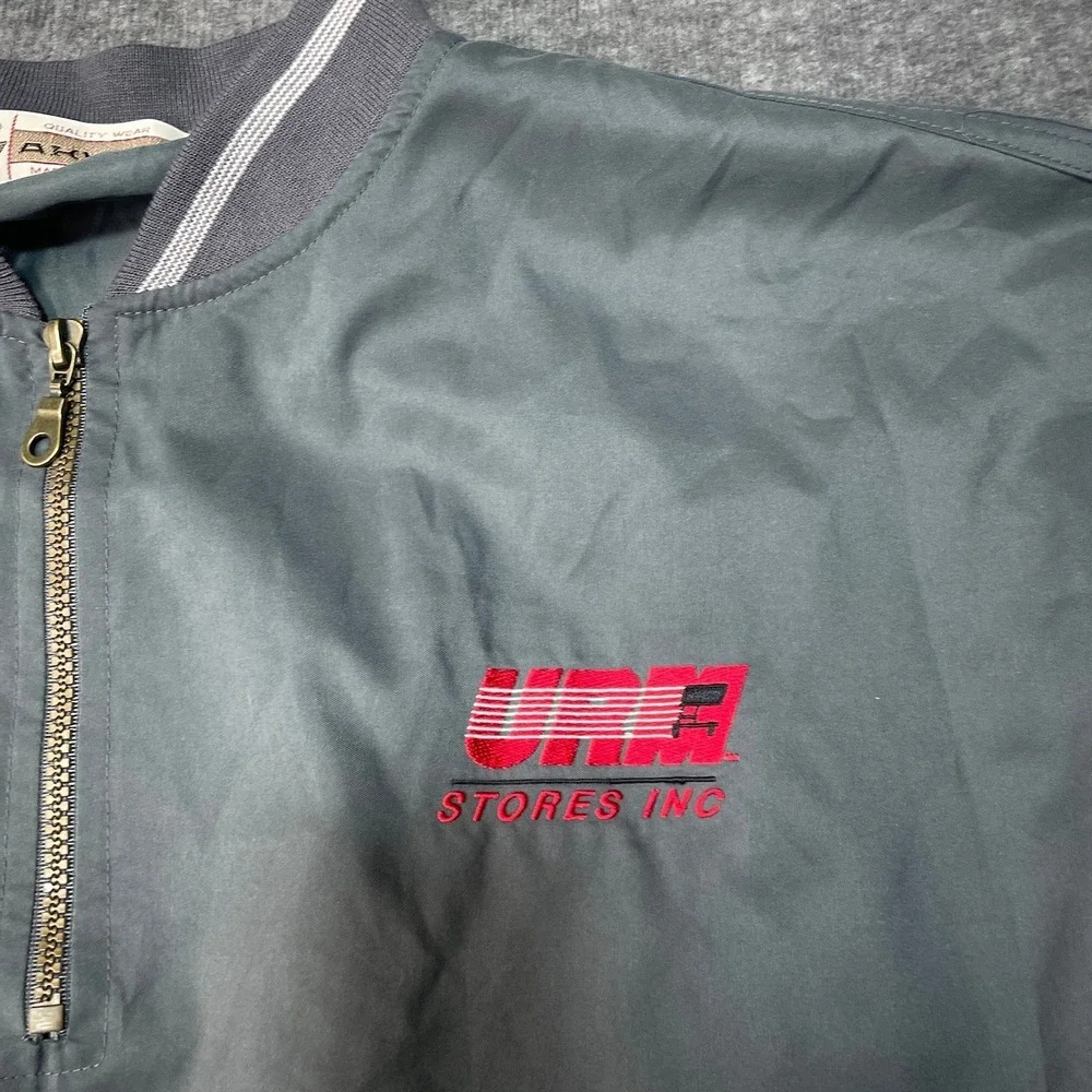Vintage Akwa Windbreaker Mens‎ XL Gray Lightweight Workwear Made in USA Y2K